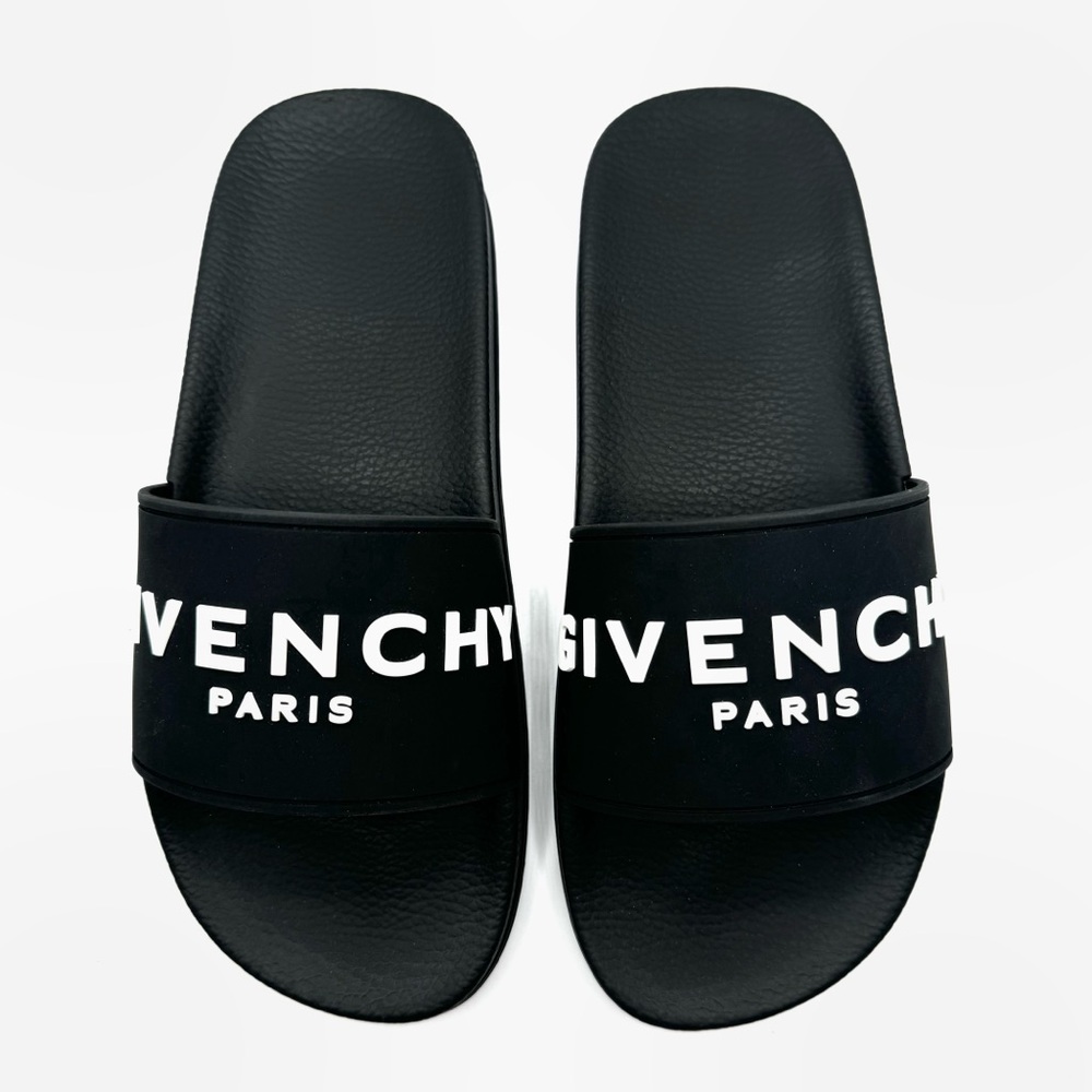 NEW Givenchy Black & White Logo Pool Slides Sandals Shoes